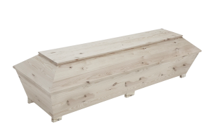 Furu kista med enkel design och fyra handtag på sidorna.